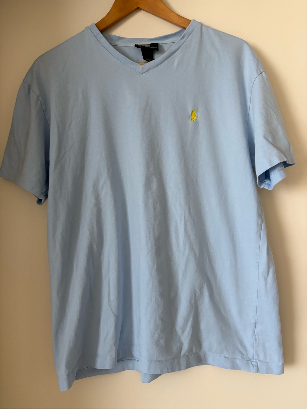 Polo by Ralph Lauren Light Blue V‑Neck Tee with Yellow Pony